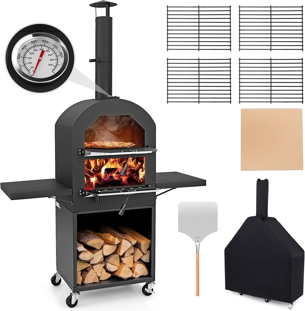 Outdoor Pizza Oven Wood Fired, Pizza Maker on Wheels
