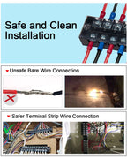 Terminal Block, 5 Circuits 600V 15A Dual Row Screw Terminal Strip, 5 Sets