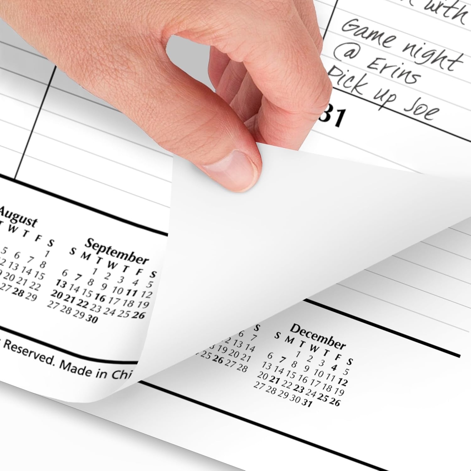 2026 Desk Calendar, Monthly, Desk Pad, 21-3/4" x 17", Large, Ruled Blocks (SK240026), White