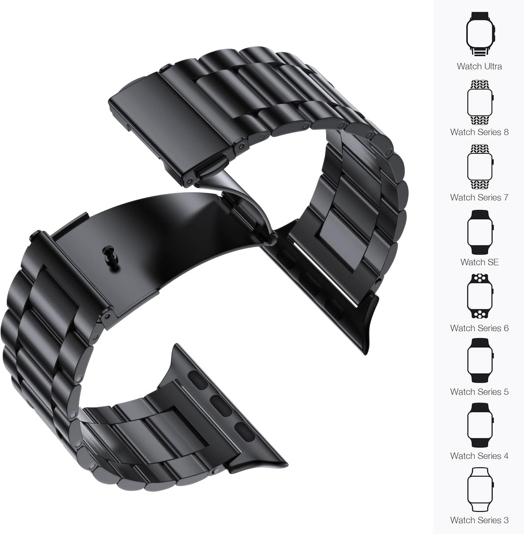 Metal Band Compatible with Apple Watch Bands for Men 42/44/45/46/49mm | Stainless Steel Strap Suitable for Business