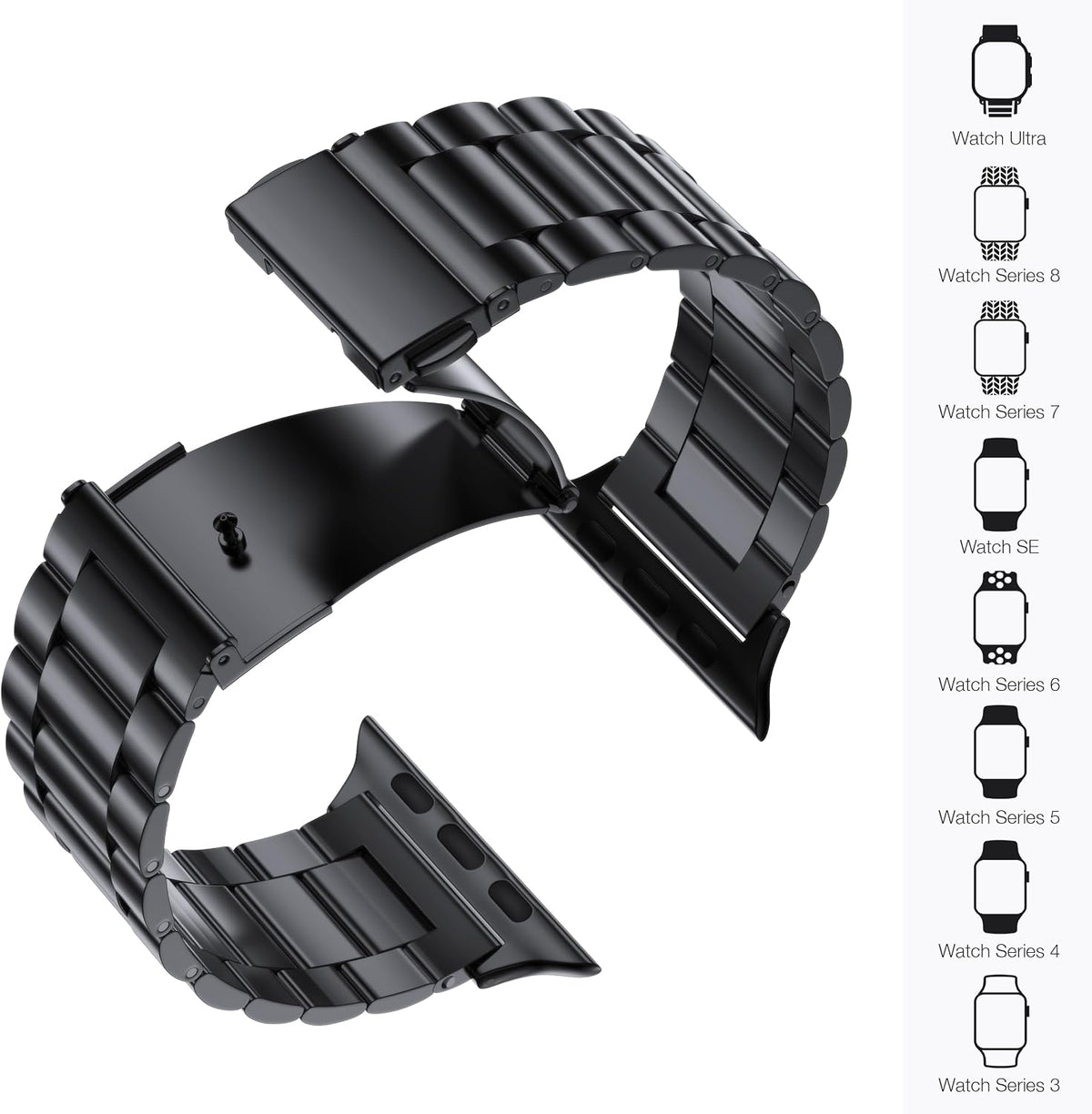 Metal Band Compatible with Apple Watch Bands for Men 42/44/45/46/49mm | Stainless Steel Strap Suitable for Business