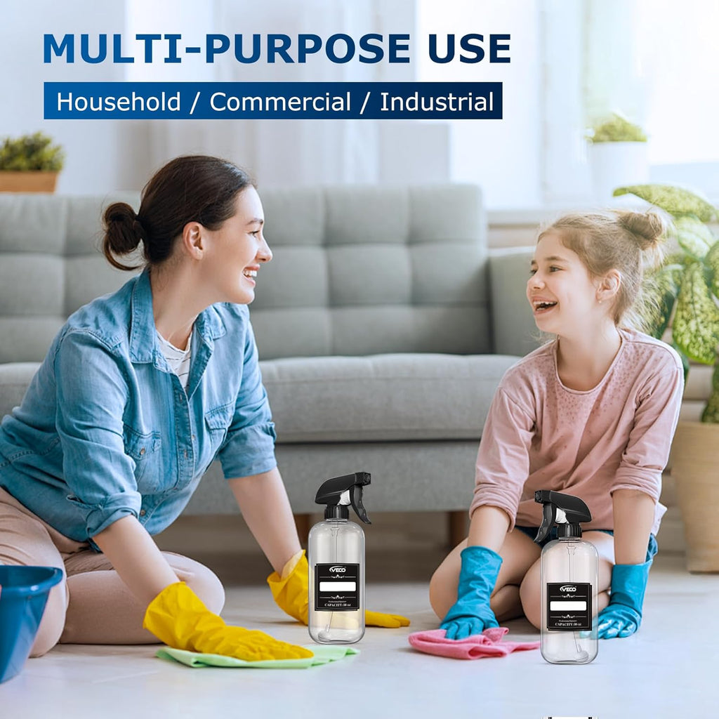 300mL (10oz) 360° Spray Bottles, 2-Pack — Adjustable Nozzle, Leak-Resistant spray bottles for Cleaning, Plants, Hair