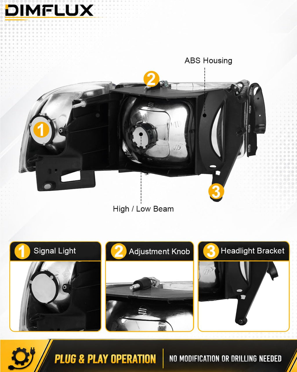 Headlights Assembly for 1994-2001 Dodge Ram 1500