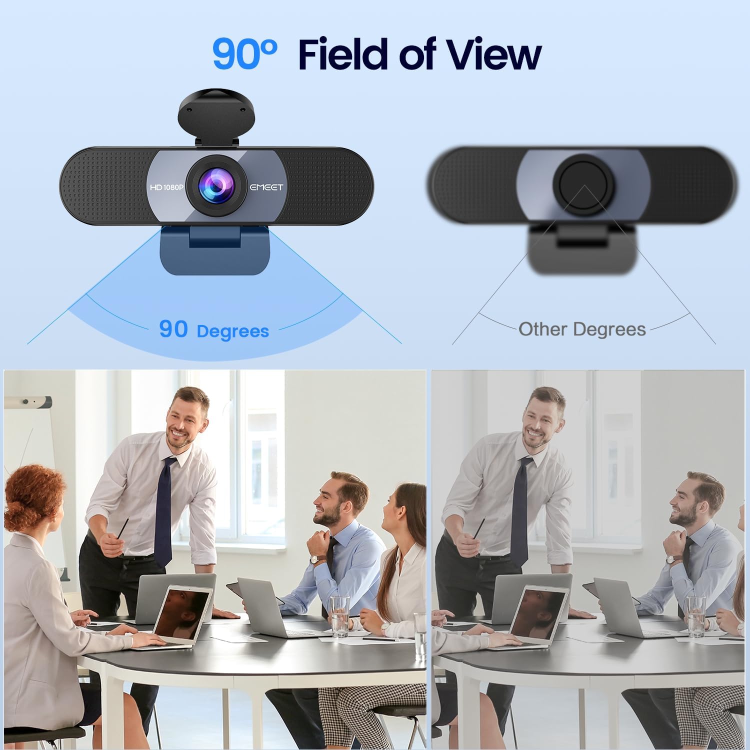 C960 1080P Webcam with Microphone, 2 Mics, 90° FOV, Computer Camera | Fixed Focus, Plug&Play for