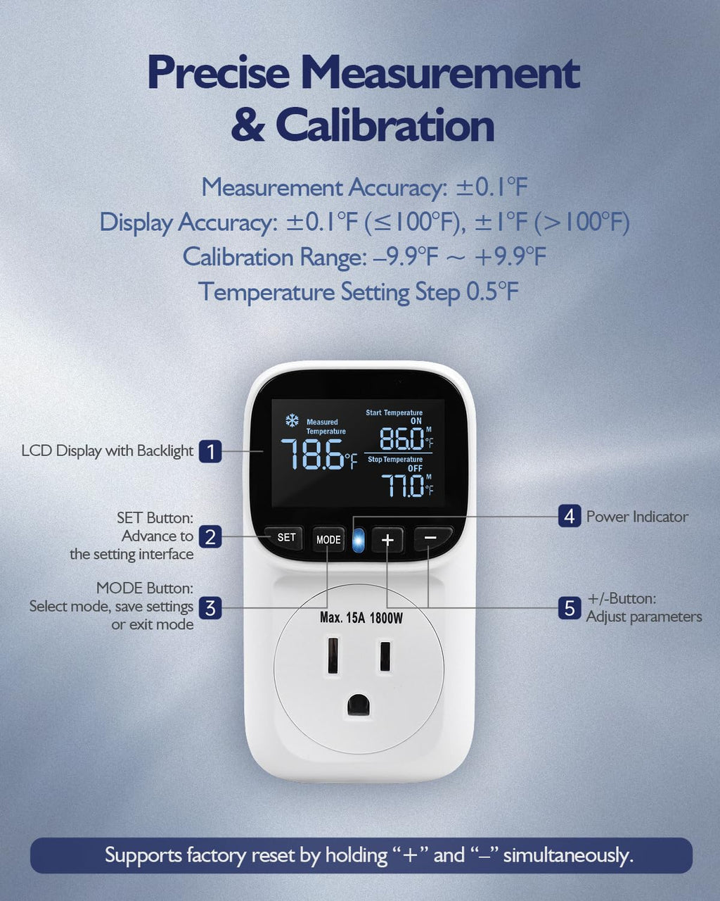 ZILLSEA Digital Temperature Controller, Heating Cooling Thermostat Outlet