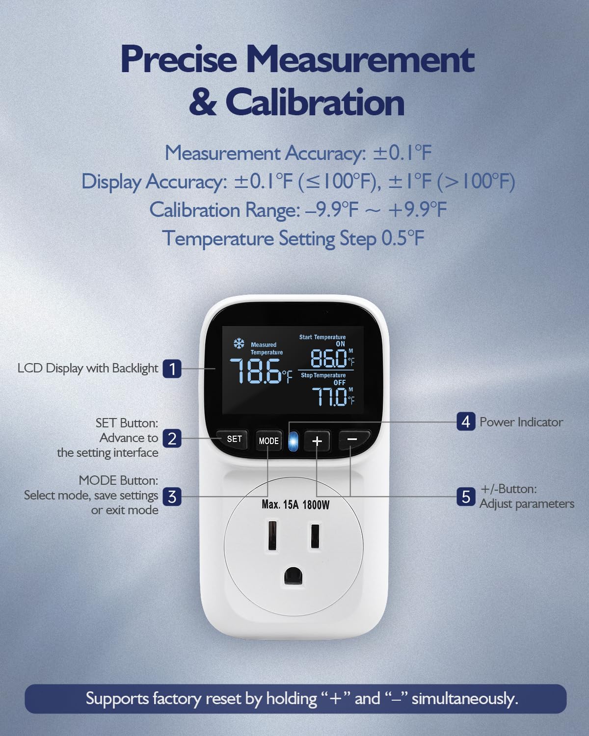 ZILLSEA Digital Temperature Controller, Heating Cooling Thermostat Outlet