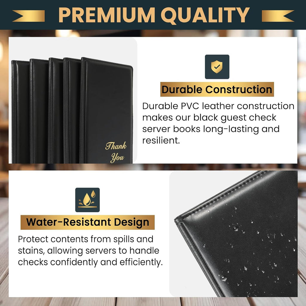 Leather Restaurant Check Presenters, (Black, 5 Pack)