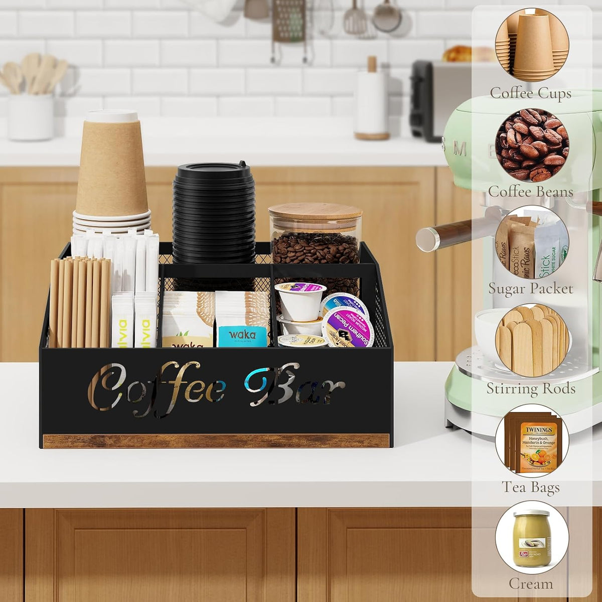 Coffee Station Organizer for Countertop, Coffee Bar Organizer
