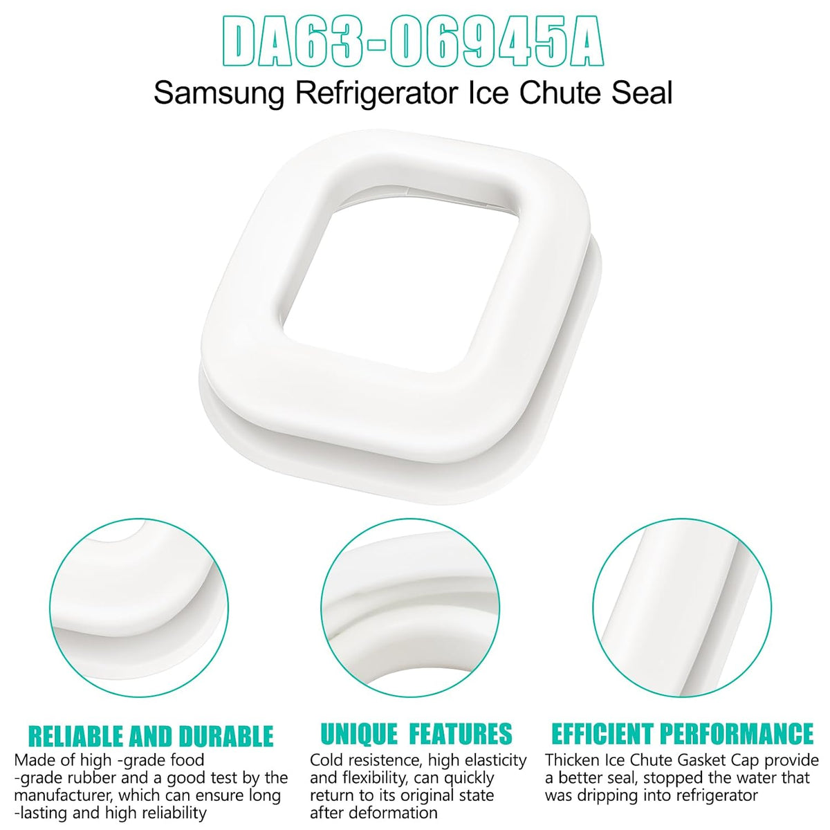 Upgraded DA63-06945A Refrigerator Ice Chute Gasket Cap Compatible with Samsung Ice Chute Gasket Seal Replacement Parts RF28HMEDBSR RF28JBEDBSR RF263TEAESR RF23HCEDBSR Dispenser Gasket