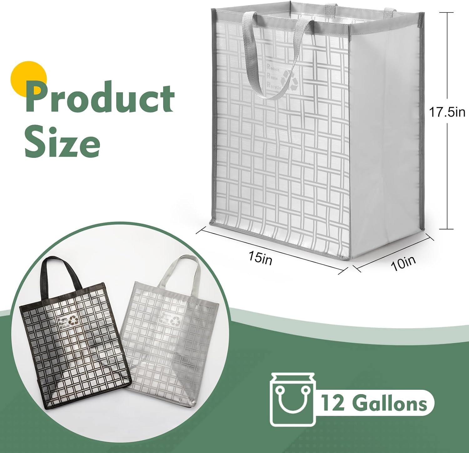 Recycle Bin Bags for Kitchen Home Trash Cans Sorting Bins 12 Gallon Set of 2