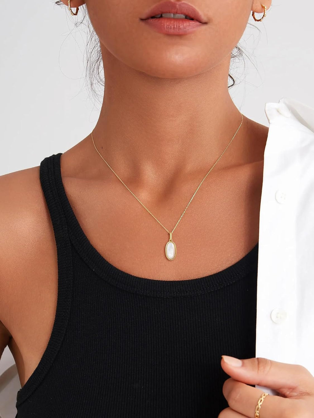 Shell Necklace for Women Sterling Silver Shell Pendant Minimalism Round I Heart I Square I Oval Mother of Pearl