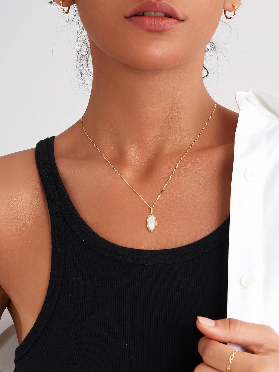 Shell Necklace for Women Sterling Silver Shell Pendant Minimalism Round I Heart I Square I Oval Mother of Pearl
