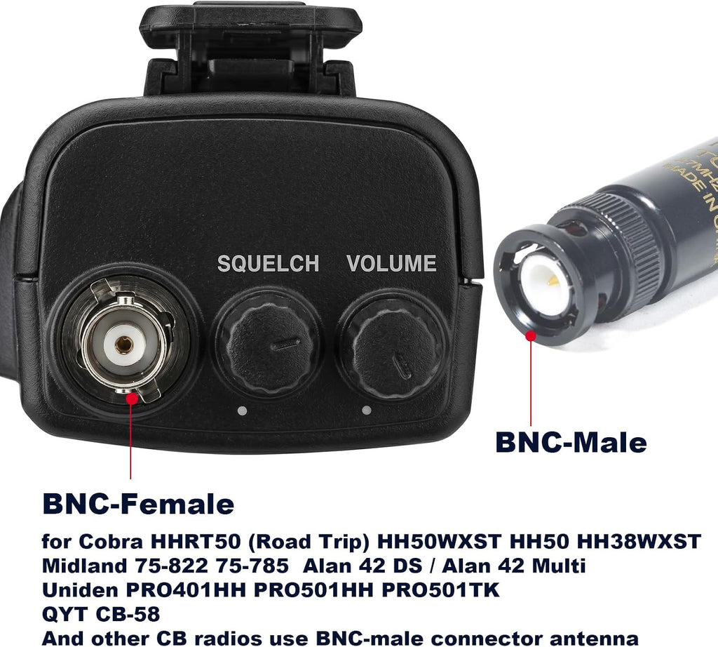 27MHz CB Radio Antenna, BNC-Male Telescopic Handheld 11.1 to 42.5 Inch High Gain 2.0dBi Antenna for Cobra HH50WXST