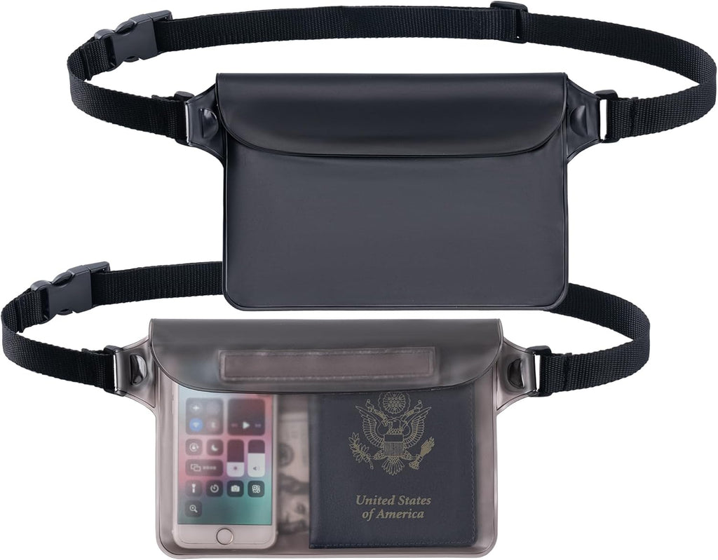 2-Pack Waterproof Pouch with Adjustable Waist Strap | Screen Touch Sensitive Dry Bag, Keep Your Phone and Valuables