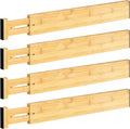 4 PCS Drawer Divider, 17"-22" Adjustable Bamboo Drawer Dividers Organizers, Expandable Separators for Kitchen