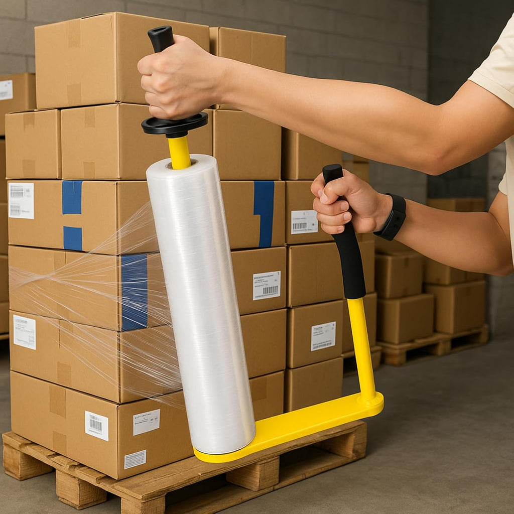 Stretch Film Dispenser Heavy Duty Industrial Stretch Wrap Handle Adjustable 14-20 Inch Pallet Wrap Dispenser
