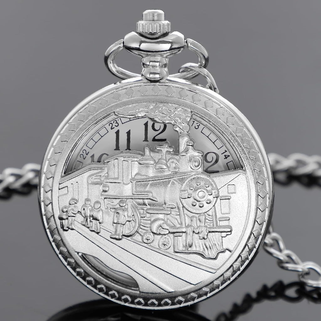 Vintage Pocket Watch Train Pocket Watch Men Women Gift | Vintage Pocket Watch Train Pocket Watch with Chain Best