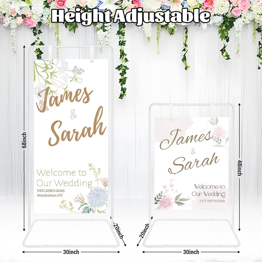 Adjustable Wedding Welcome Sign Stand with 2 Pair Hanging Straps, Welcome to Our Wedding Sign Holder Stand for