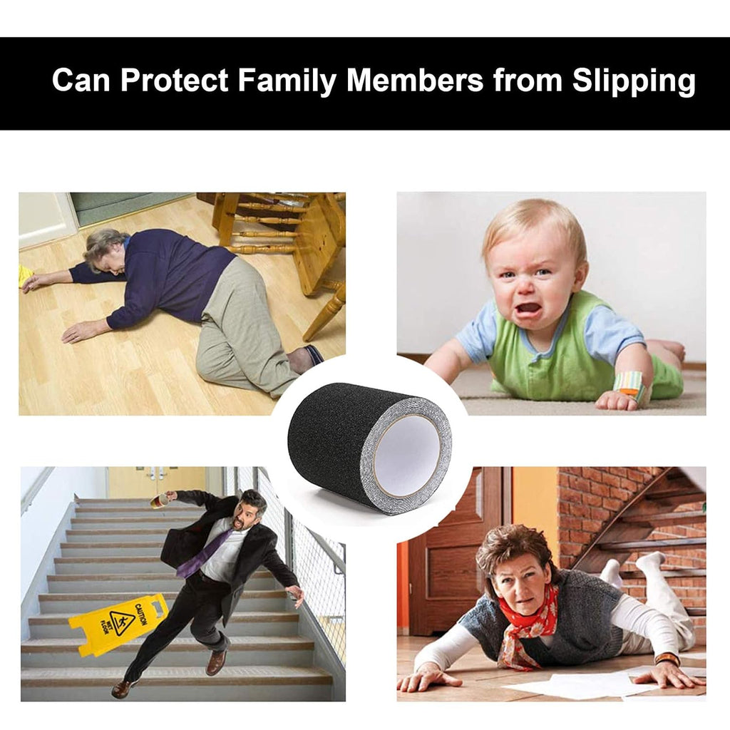 Anti Slip Traction Tape Black, 4" × 16.5 Feet Non Slip Safety Grip Tape 80 Grit Best Grip Friction Strong Abrasive