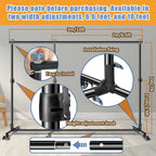 10 * 7ft Adjustable Backdrop Stand with Wheels, Photo Background Stand