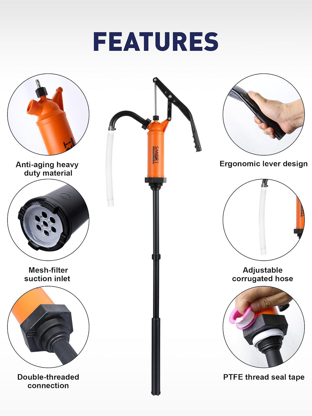 55 Gallon Drum Pump for DEF, DEF Pump for 55gal Barrel, 9-14 oz per Stroke