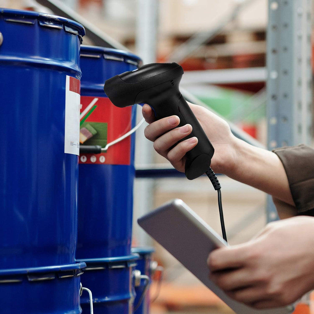 Handheld USB 1D Barcode Scanner with Stand, Wired CCD for POS | Bar Code Reader for POS System Sensing, Store