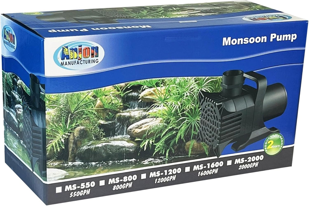 Monsoon 1600 GPH Hybrid Pond Pump 156 Watts 30 ft Cord