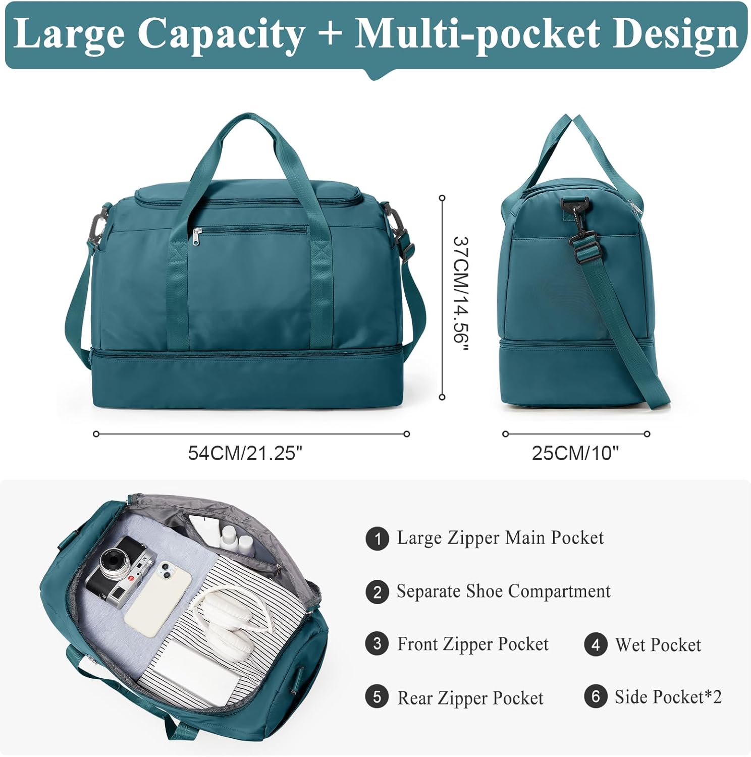 Extra Large Travel Duffle Bag,Carry on Overnight Weekend Bag with Shoes Compartment,Weekender Bags for Women for
