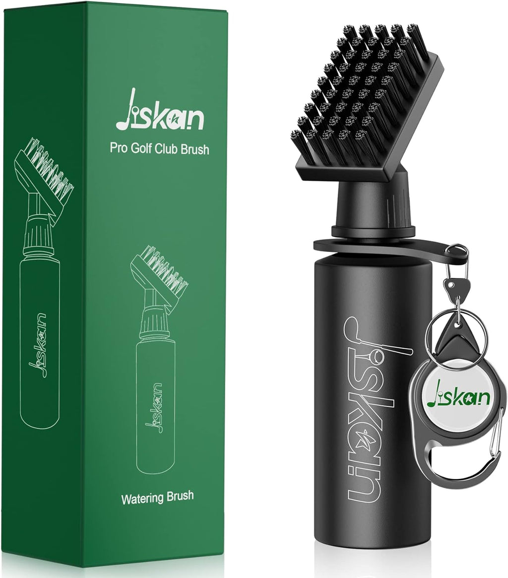 Pro Golf Club Brush Cleaner with Retainer Clip and Squeeze Water Bottle 7.5 Inches Holds 4 Ounces of Water