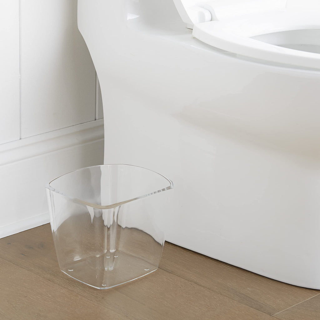 Clear Square Mini Wastebasket Trash Can | Garbage Container Bin for Bathrooms, Kitchens, Home Offices |
