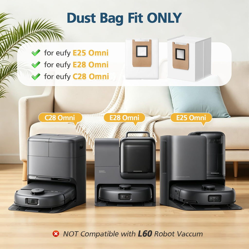 C28 / E25 / E28 Dust Bag, 20 Pcs Vacuum Bags for Eufy C28 E25, E28, E20