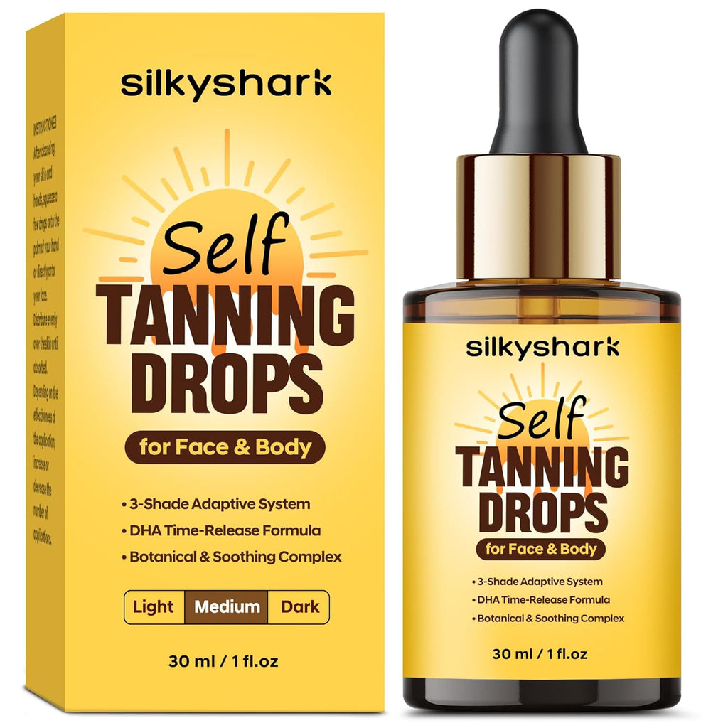 Facial Self Tanning Drops (1 Fl Oz), Tanning Drops for Face & Body, Gradual Bronzing Effect, Lightweight Tanner for