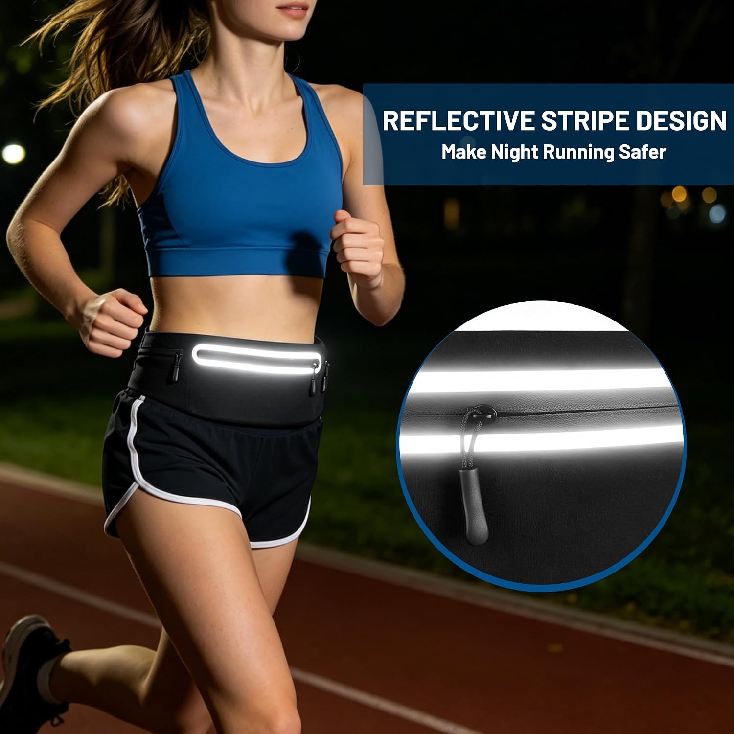 Running Belt for Men Women, Ultra-thin Run Belt with Pockets Secure Adjustable Fanny Pack Marathon Jogging Runners