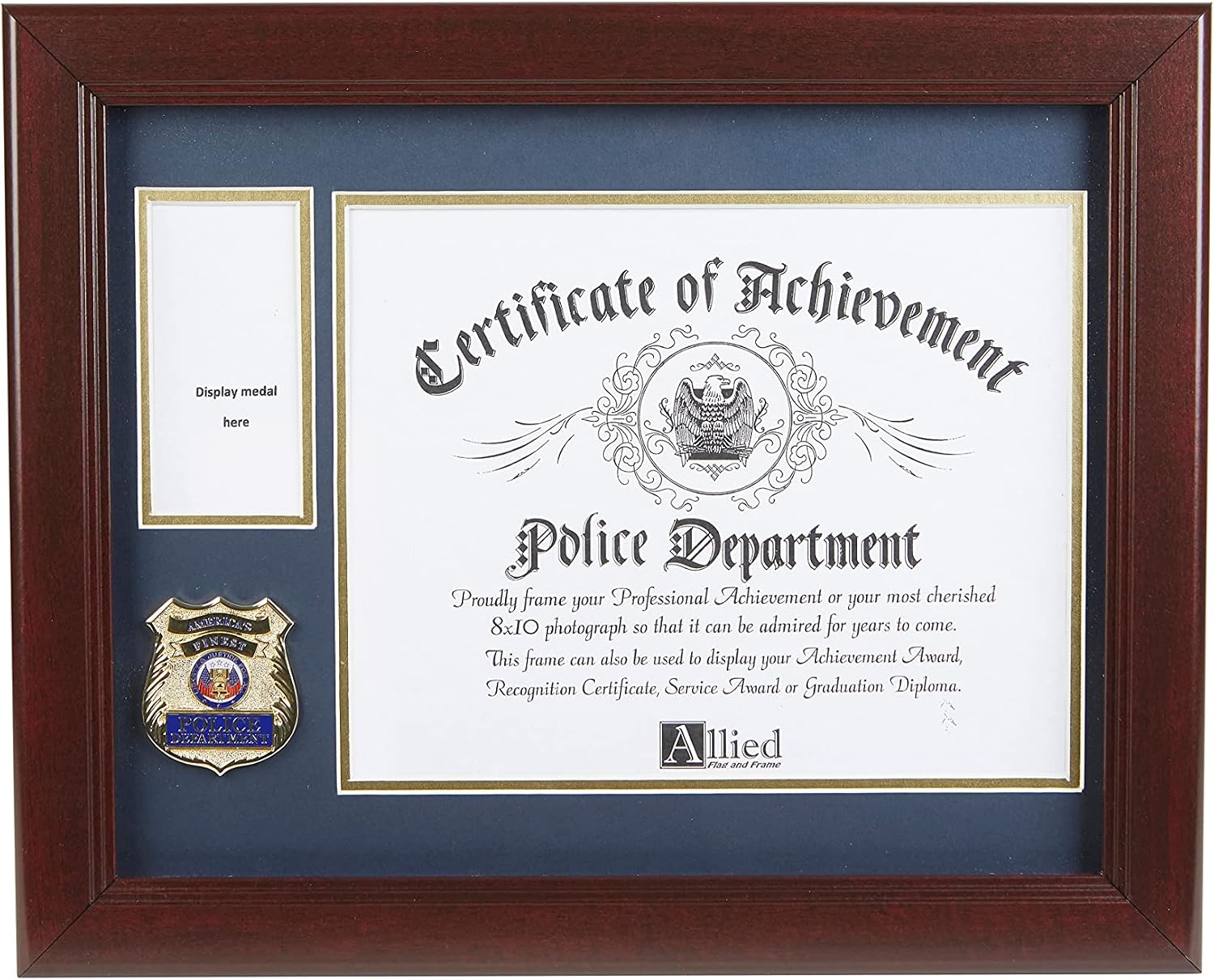 Allied Frame US Police Officer Medal and Award Certificate Frame - 8 x 10 Opening