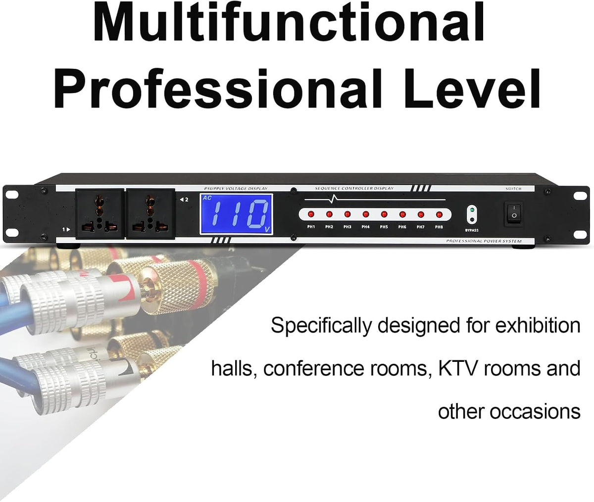 10 Outlet Power Conditioner 10 Amp 2000w Audio Digital Power Sequencer Rack Mount With Precise Real-Time Voltage