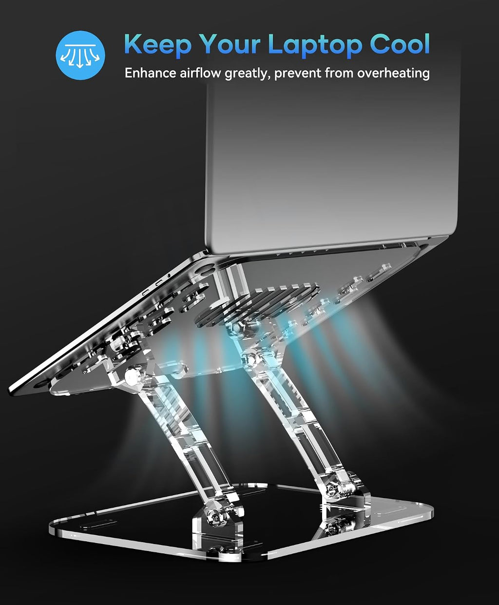 Acrylic Laptop Stand for Desk, Adjustable Ergonomic Laptop Riser, Portable Foldable Computer Stand, Compatible with