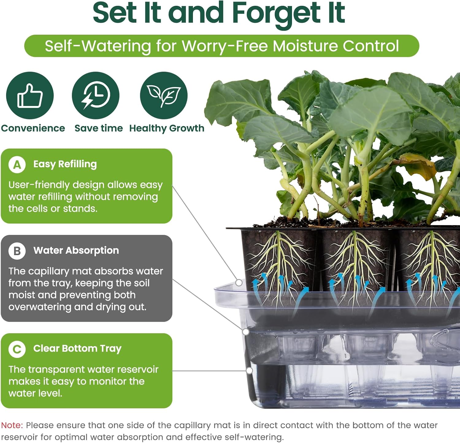 Self Watering Seed Starter Trays with Humidity Domes 3 Pack 72 Cells | Extra Thick Plastic Seed Starter kit for Seed