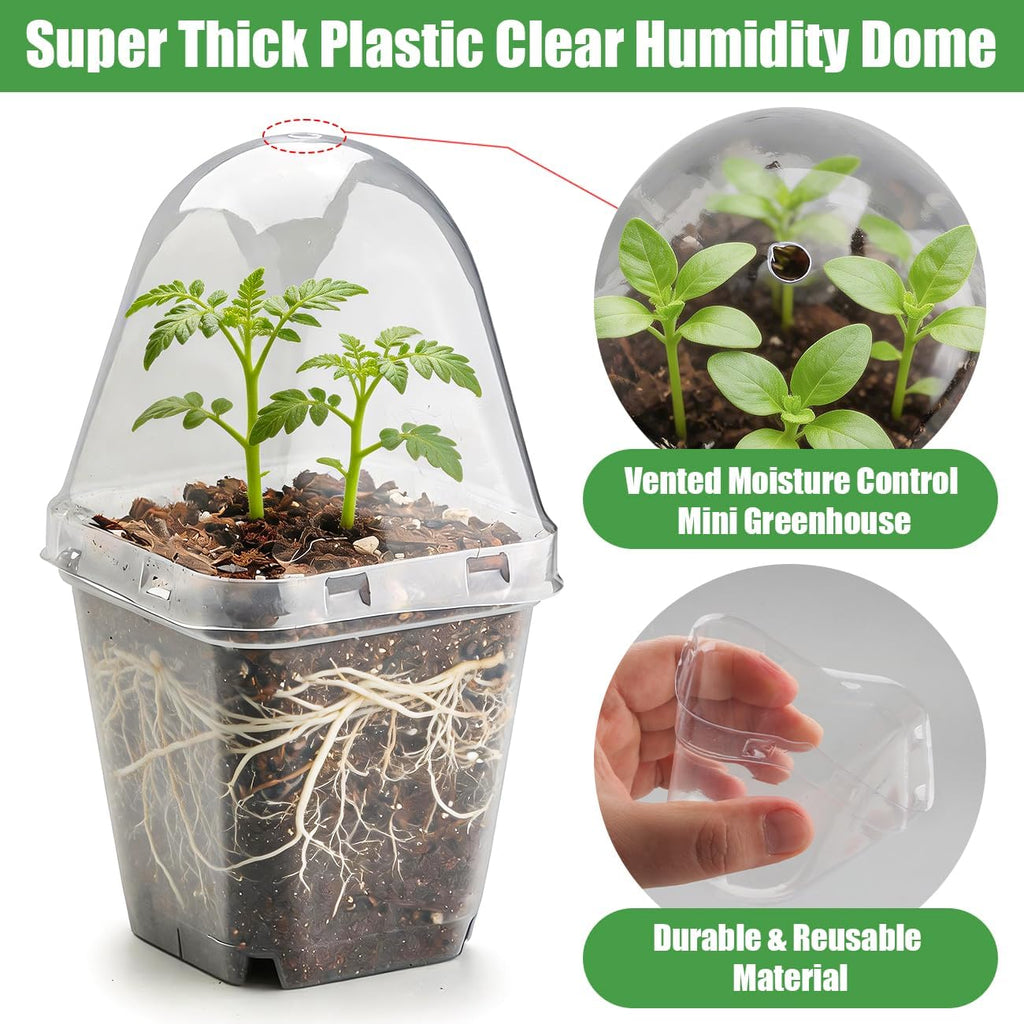 120 Pack Clear Humidity Domes, Transparent Seedling Domes Compatible with 2.7 Inch Square Nursery Pots for Seedlings