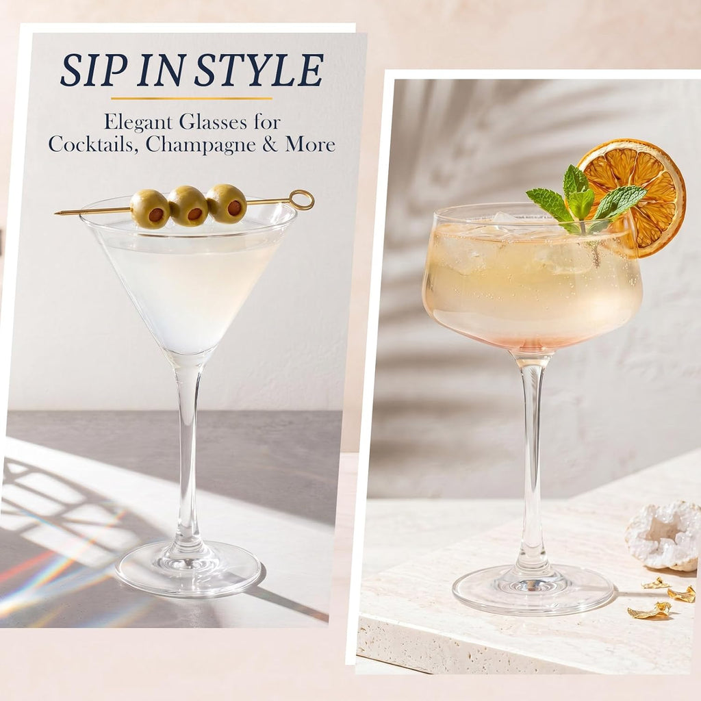 4 Set Cocktail Glasses Mixed Drinkware,4-piece Assorted Set