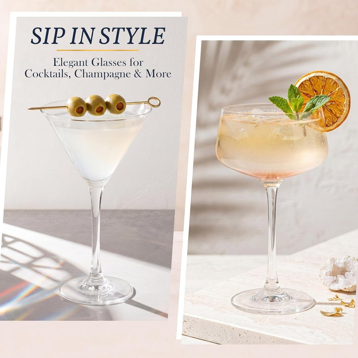 4 Set Cocktail Glasses Mixed Drinkware,4-piece Assorted Set