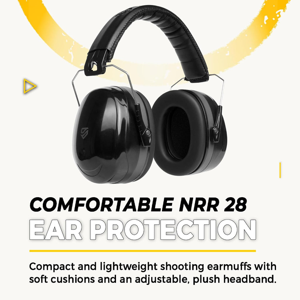 Shooting Ear & Eye Protection Kit, NRR 28 | Earmuffs and Z87.1+ clear/tinted safety glasses kit. Best indoor and