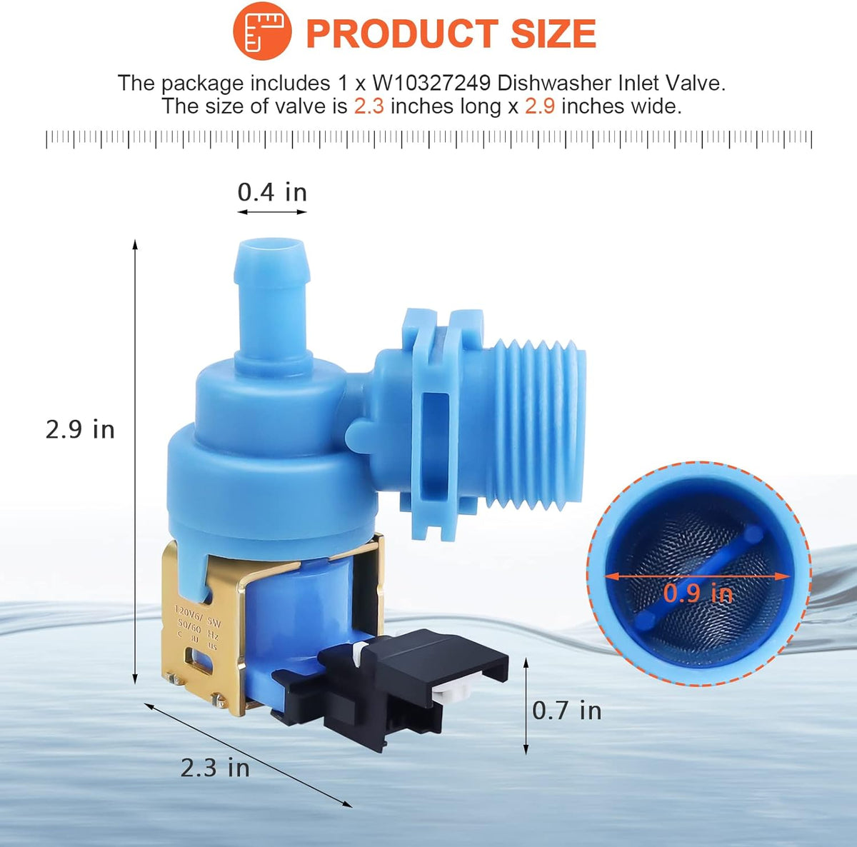 (2026 Upgraded) W10327249 W10327250 W11175771 Dishwasher Water Inlet Valve Fit for Whirlpool,Kenmore 665 662 series,KitchenAid,Amana -Replaces W10195047 W10316814 W11130743-15 YEAR WARRANTY
