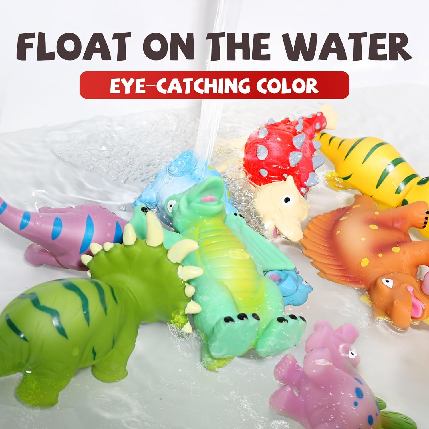 Dinosaur Bath Toys for Toddler, No Hole Baby Bathtub Shower Water Pool Toys