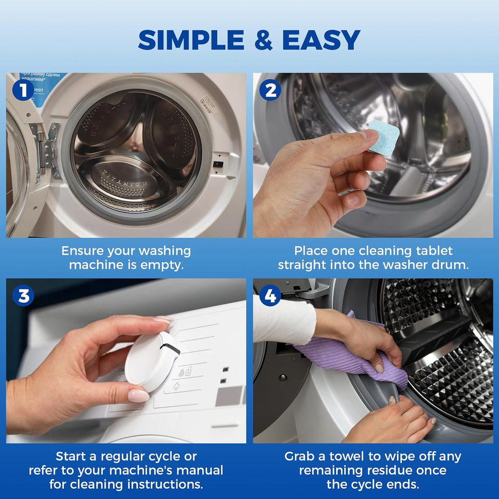 24 Washing Machine Cleaner Tablets, Descaler Odor Remover HE Washer