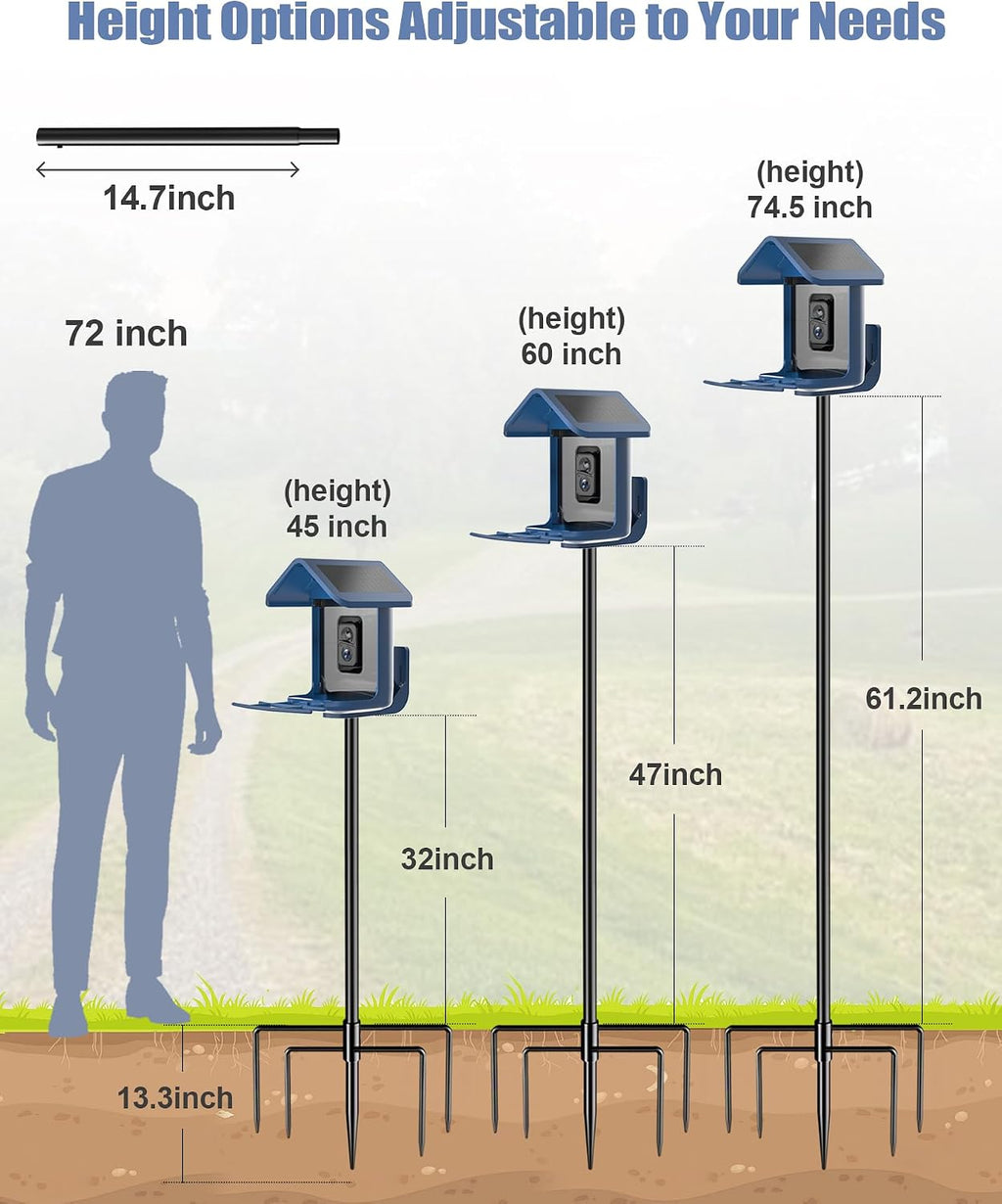 Bird Feeder Pole Stand – 74.5 Inch Height Feeding Station with 1-Inch Dia Heavy Duty for Hanging Feeders, Bird House