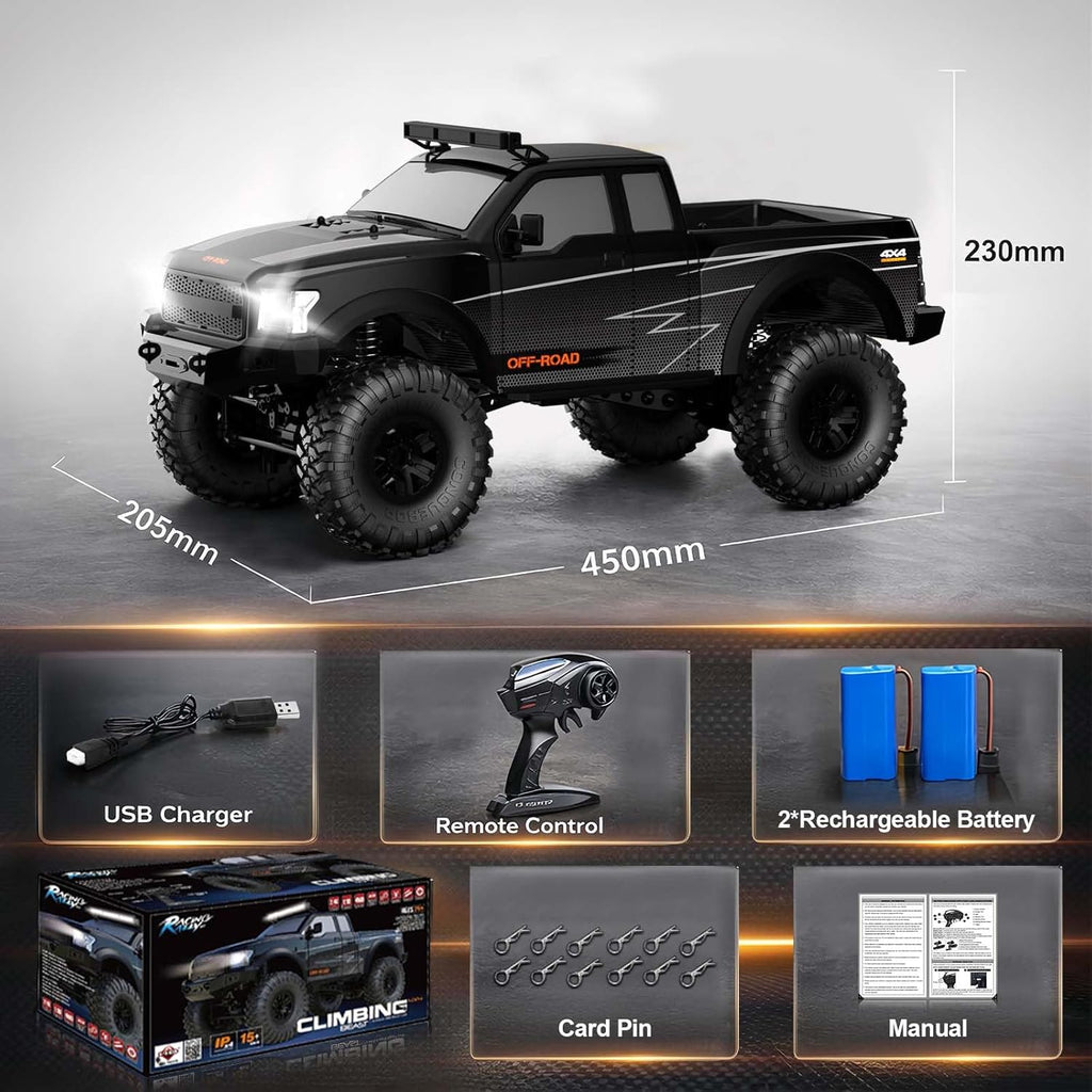 RC Cars RC Crawler 1/10 Scale RTR Remote Control Car 4WD 2.4GHz Brushed Offroad Racing Hobby Grade Model Vehicle with