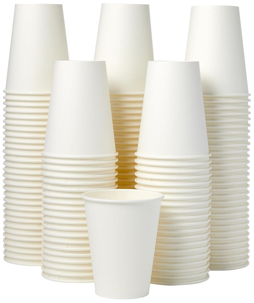 Disposable Paper Cups for Hot and Cold Beverages, 12 ounces, White, 1000 Count