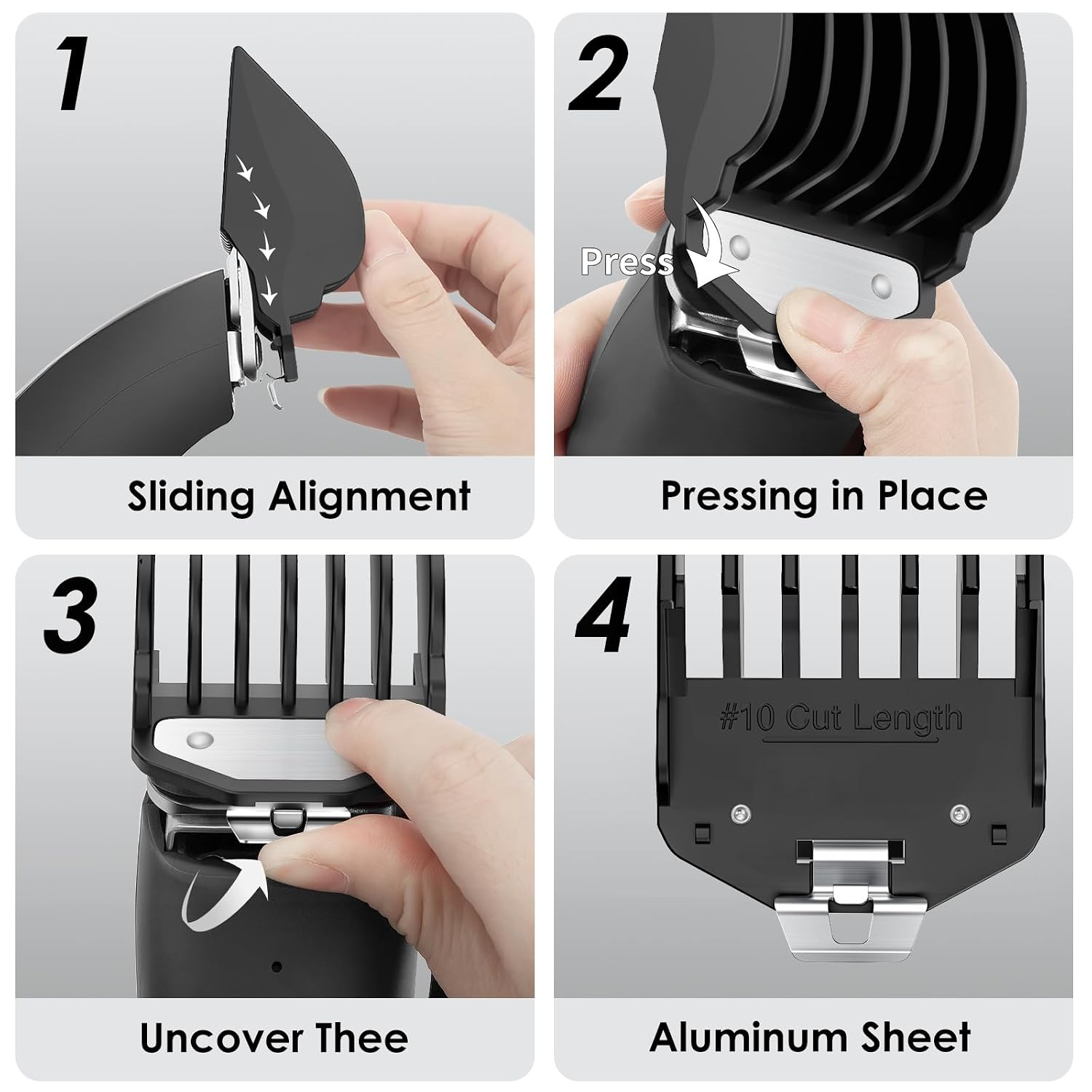 Clipper Guards for Wahl, 3PCS 10 12 16 with Metal Clip, Black | Hair Clipper Attachments, 3 Cutting Lengths
