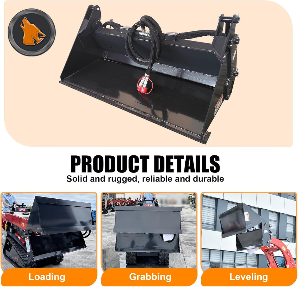 Mini skid steer loader 4-in-1 combination bucket attachment, width 51.5"