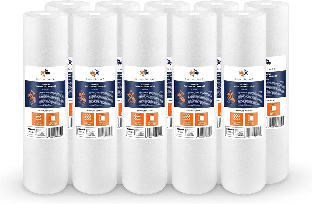 Aquaboon 5 Micron 20 x 4.5 Sediment Water Filter Replacement - 10 Pack